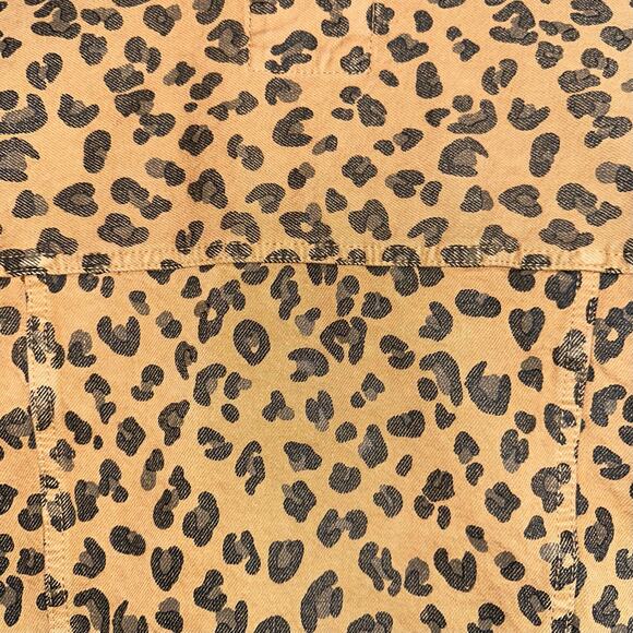 Abercrombie & Fitch Leopard Print Cropped Raw Edge Denim Jacket Size XS - Picture 9 of 12